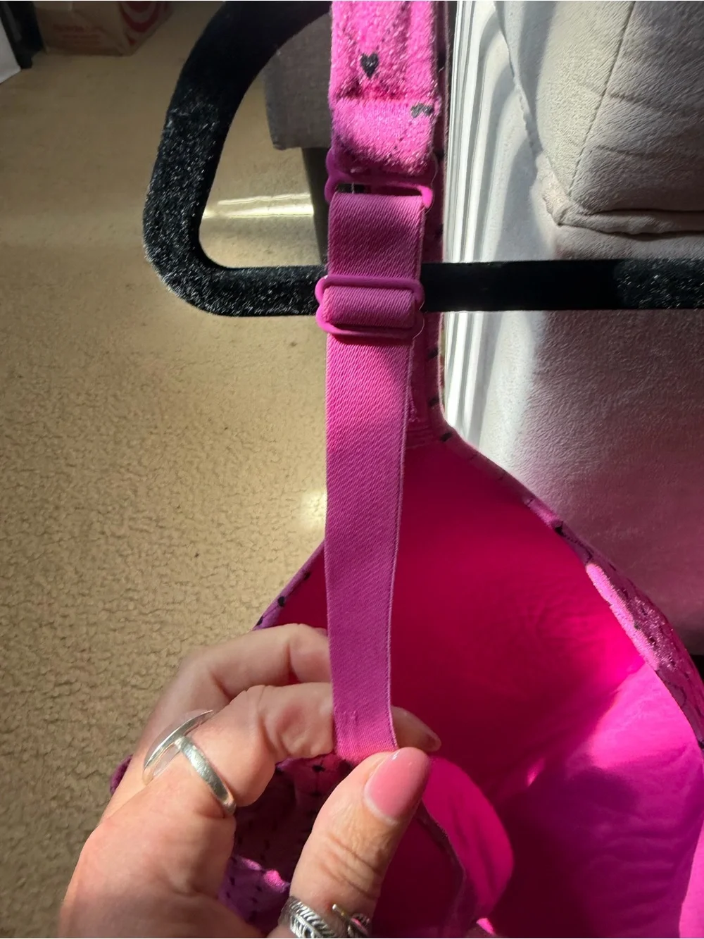 Cacique Hot Pink Polka Grid Bra